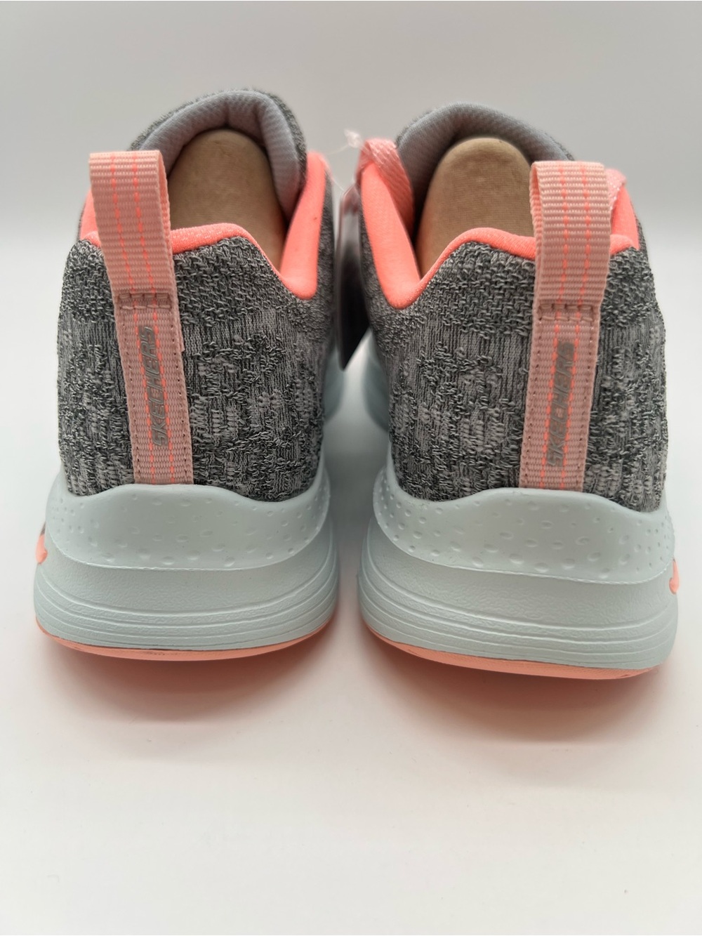 Skechers Women's Gray and Pink Slip-On Knit Sneakers - Picture 5 of 6